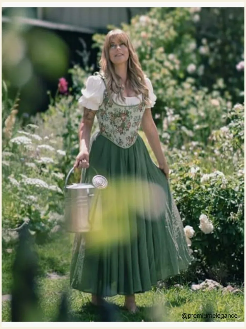 Maxi Skirt Flowy Boho Renaissance A-Line Long Skirt with Pockets - Picture 4 of 7